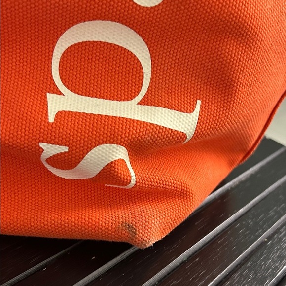 Kate Spade New York Orange Canvas Tote Bag With Navy Accents - Picture 6 of 9